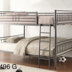 Twin/Twin, Twin/Full, or Full/Full Metal Bunk Bed – Includes Mattresses