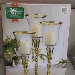 New set of 3 gold stemmed hurricanes  Pick up in Liverpool ny  Price 10.00❤️❤️