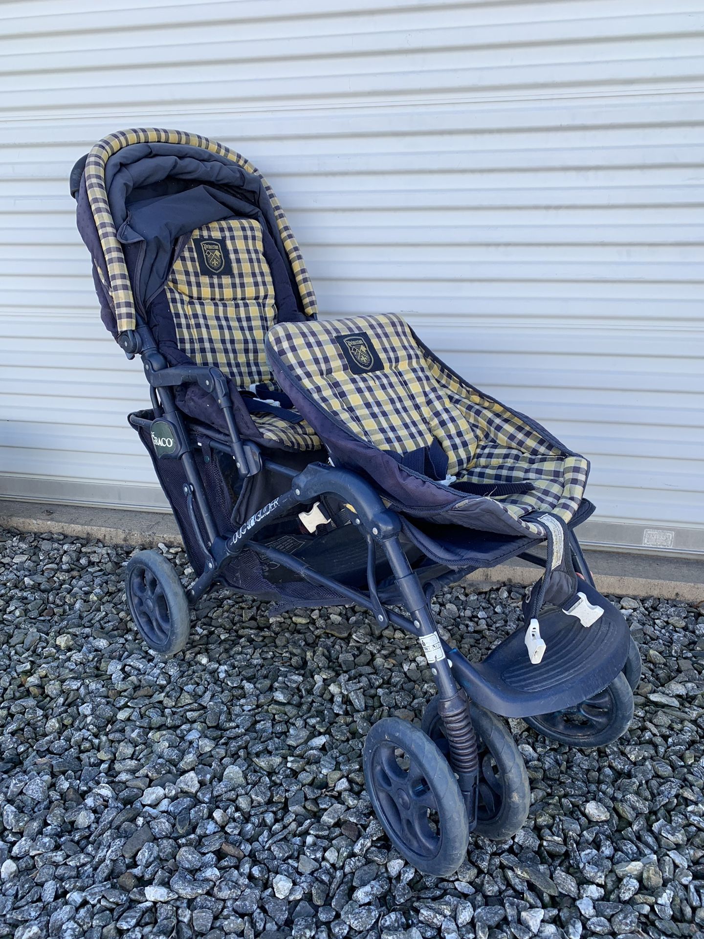Graco Duoglider Double Stroller Navy Blue Plaid