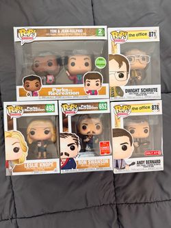 Parks & Rec + The Office Funko Pop Lot – Ron Swanson, Leslie, Dwight, Andy + 2-Pack