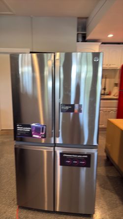 GE profile 28.4 cubic quad door, French door refrigerator