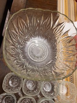 Ponchera De Vidrio Con 12 Tazas