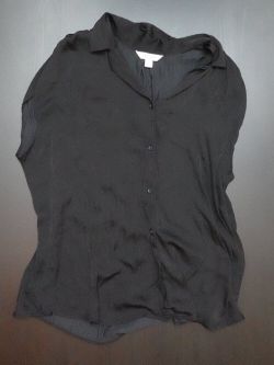 Black button up satin blouse Nine West Womens Plus Size 0X