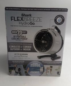 NEW - Shark FA052 Flexbreeze Hydro Go Indoor/Outdoor Fan & Evaporating Mister