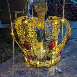 Gold Chair And Giant Gold Crown With Lights