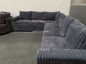 Dark Grey Fabric Large 5-Seater Sectional Couch Set Perfert for Apartment Living Room Space Sofa Modular Armless Chair Left Right Corner Discount SALE