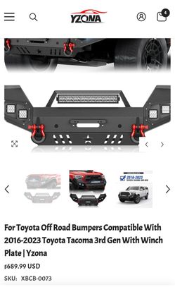for Toyota Off Road Bumpers Compatible with 2016-2023 Toyota Tacoma 3rd Gen with Winch Plate | Yzona