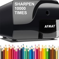 AFMAT P106 Electric Pencil Sharpener, Heavy Duty Pencil Sharpeners for 6-8mm Colored Pencils, Fast Sharpen, 3 Sharpness Setting for Classroom - School