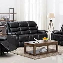 Miami 3pc Reclining Living Room Set Black

