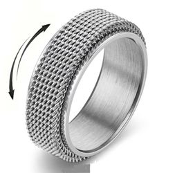 Men's 8mm Titanium Textured Spinner Polished Fashion ring 10