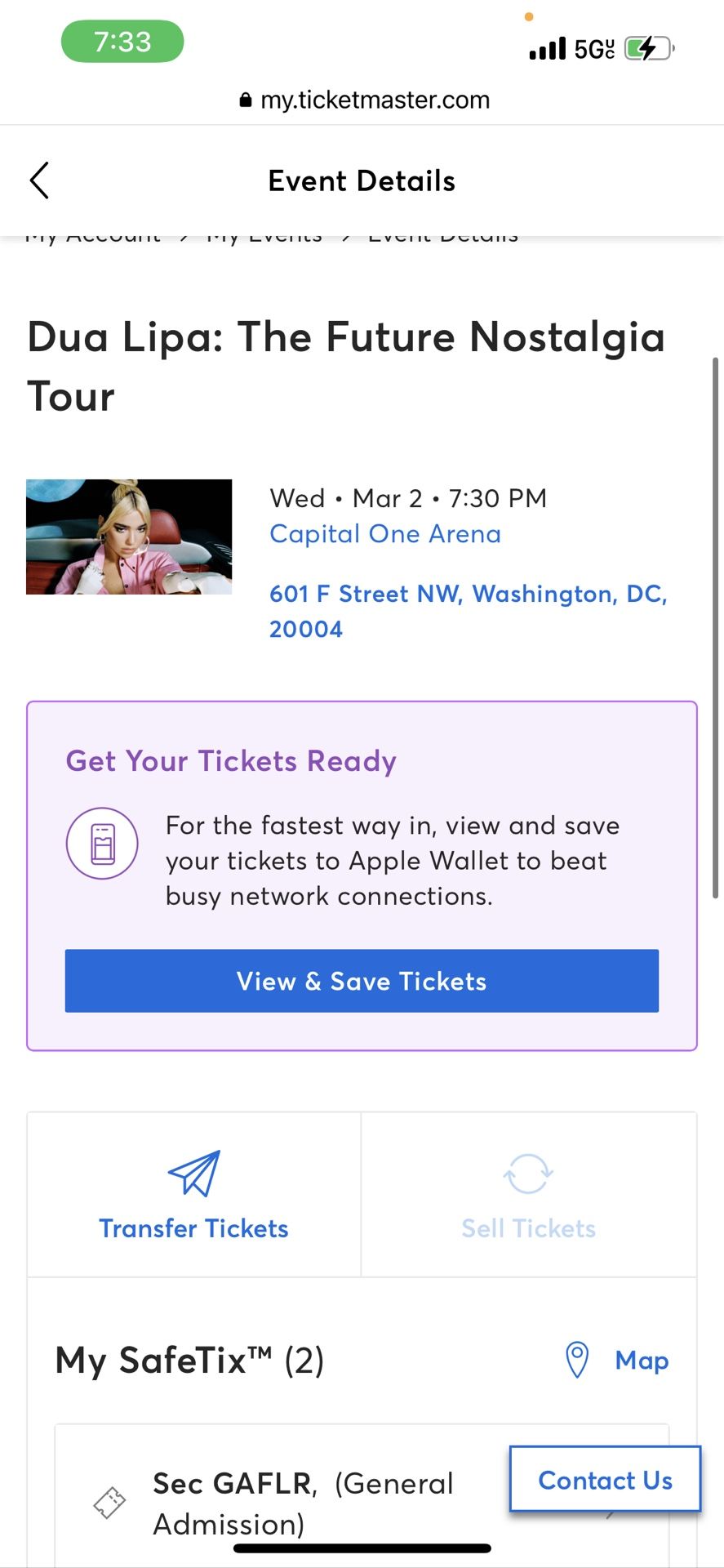 Dua Lipa Tickets Floor GA