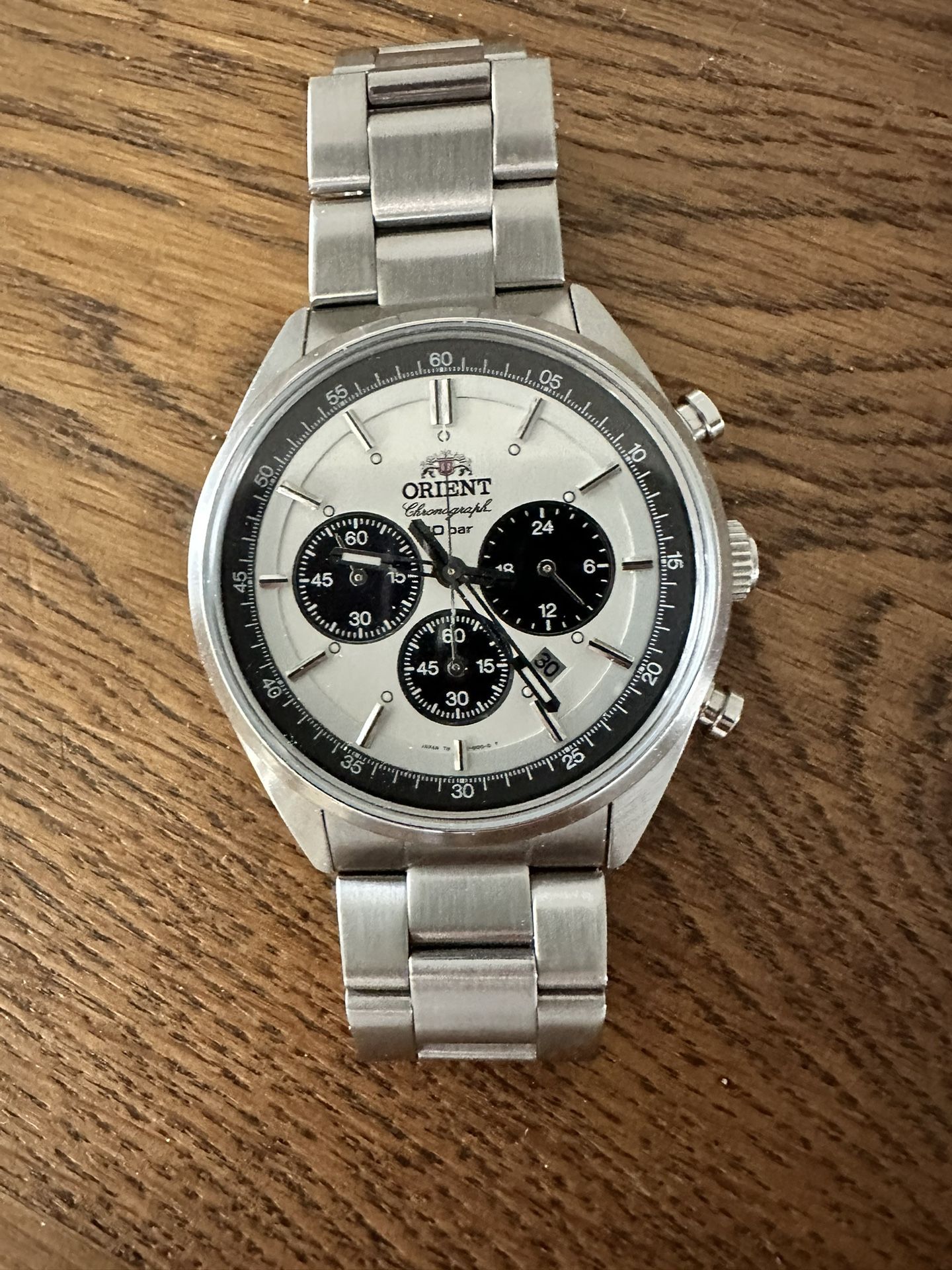 ORIENT WV0041TX Milky White SOLAR PANDA 70's Neo Seventies Men Watch! Worn 2x!