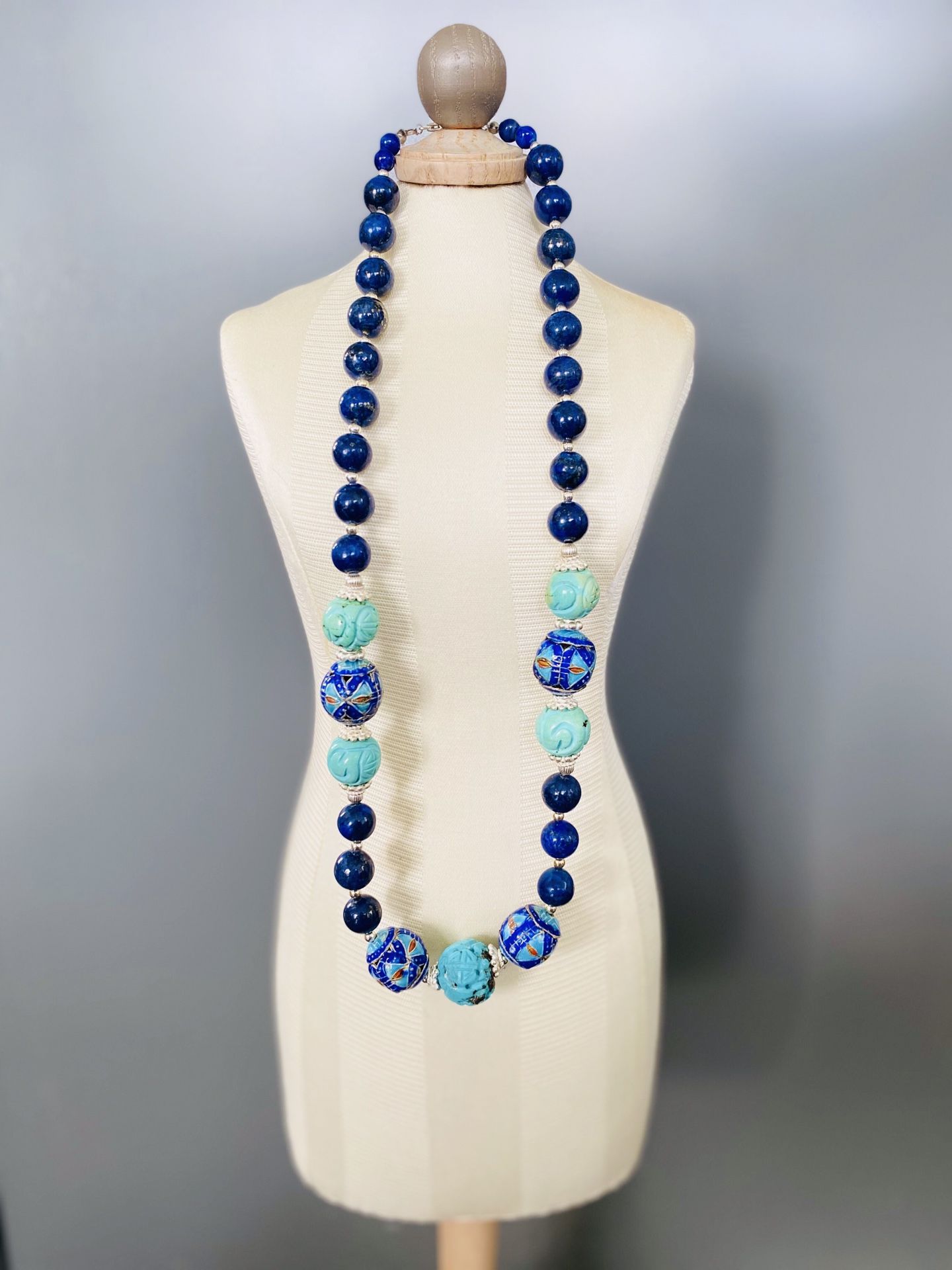 Handmade Turquoise and Lapis Lazuli Necklace Set