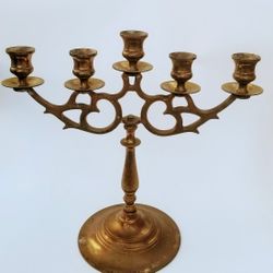 VINTAGE SOLID BRASS 5 ARM CANDLESTICK/ HOLDER/ CANDELABRA W