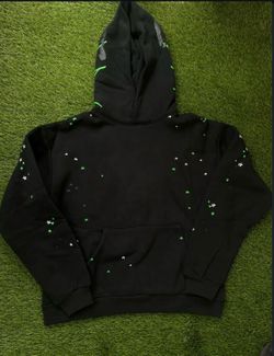 Spider Black Hoodie Green Web Design
