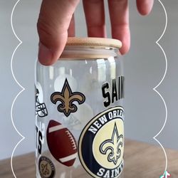 Libbey Glass Can Cups Saints Football 