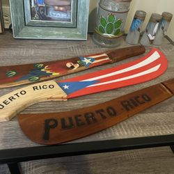Set of 3 Decorative Puerto Rican Machetes – Hand-Painted Collectibles 
