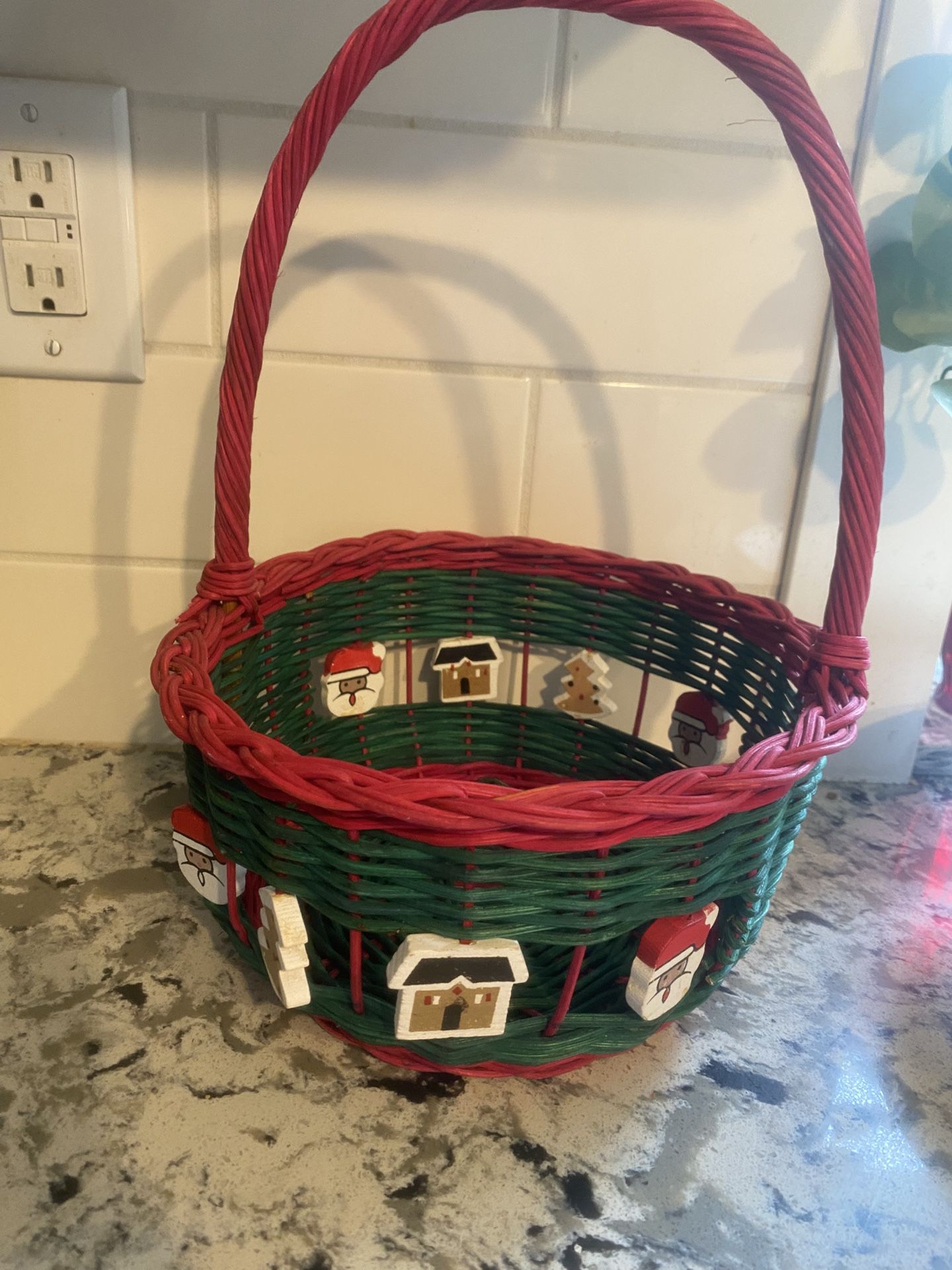 Christmas Baskets Woven Wicker 11" Tall