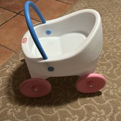 Little Tikes White & pink Doll Stroller Buggy Great Used Condition