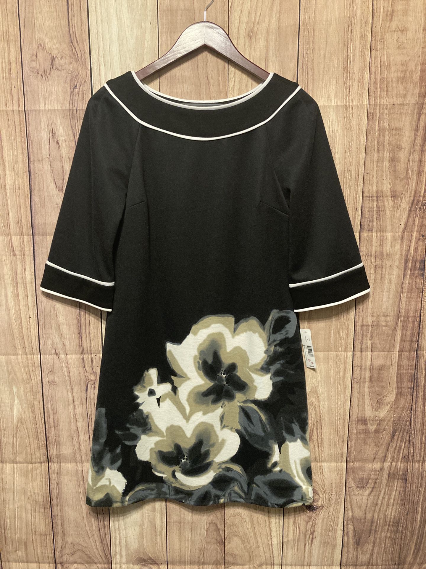 ND New Directions size 8 NWT dress black neutral floral belk