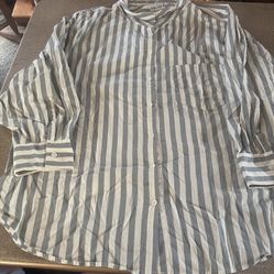 Ava & Viv Plus Size 4X Striped Collared Button Up Long Sleeve Blouse 