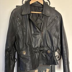 Ladies Leather Jacket Harley Davidson Motorcycle 