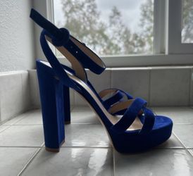 Gianvito Rossi Blue Heels with Platform and Straps
