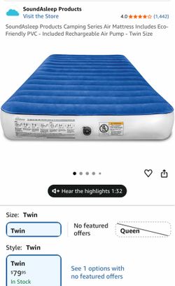 Camping air mattress size twin $35