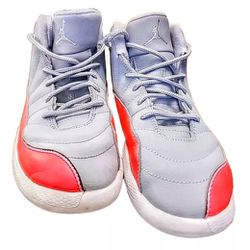 Jordan 12 Retro Mid Wolf Grey Pink Size 1 Y Basketball  Shoe Excellent Condition