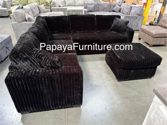 New Corduroy Sectional Couch – Deep Seats – Ready Today, Sectionals, Black Couch, Black Sofa, Sectional And Ottoman, Financing Available