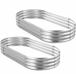 🌿 2‑Pack Galvanized Raised Garden Bed Kit – Oval Large Metal Planters for Vegetables & Flowers