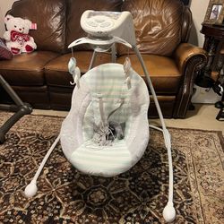 Ingenuity Inlighten Foldable Lightweight Baby Swing With Lights Gray
