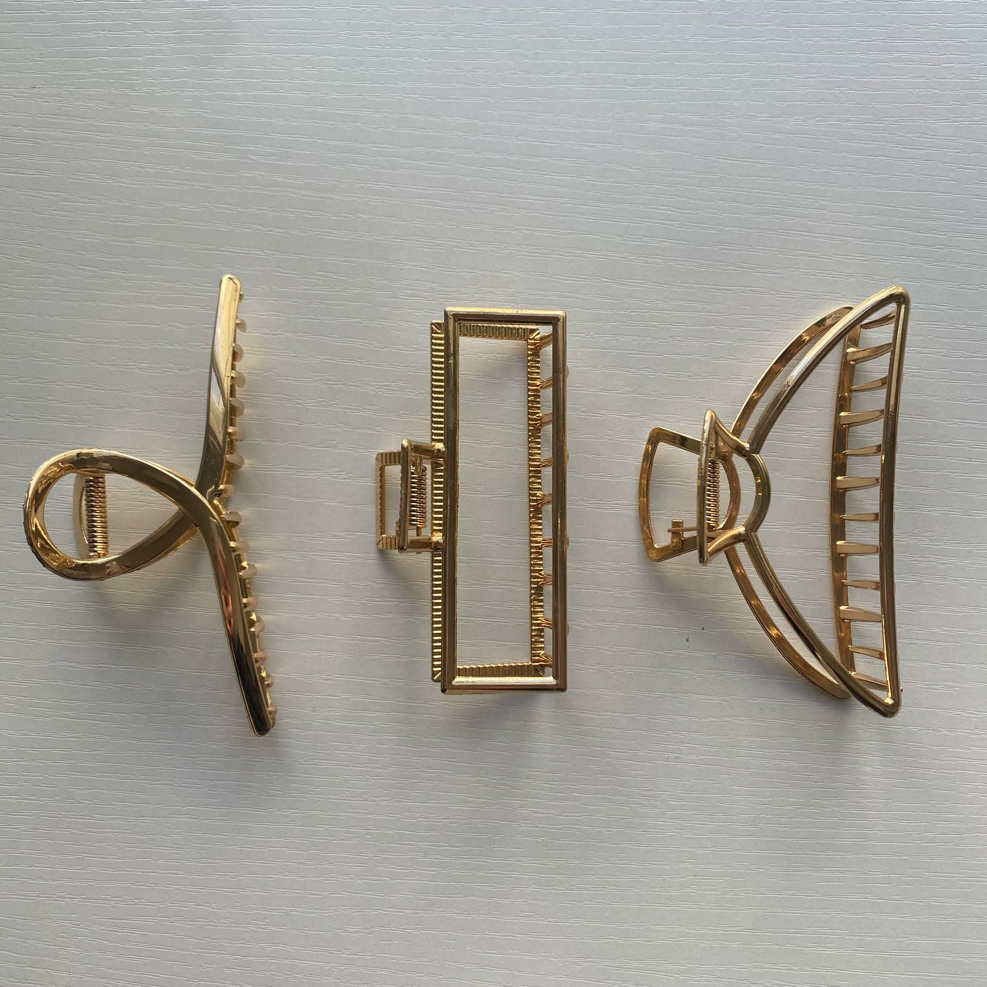 Set Of 3 Gold Hair Clips