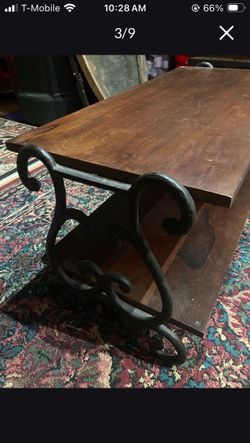 Gorgeous wood and cast iron small coffee table