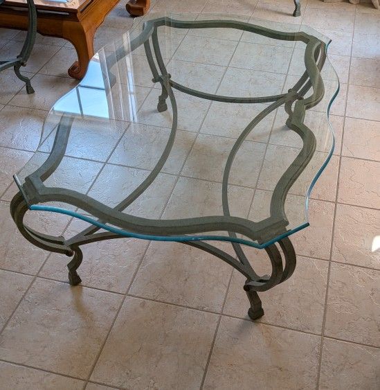 Beveled Glass Top Coffee, Console and Side Table