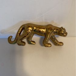 Golden wildcat figurine 7 inches