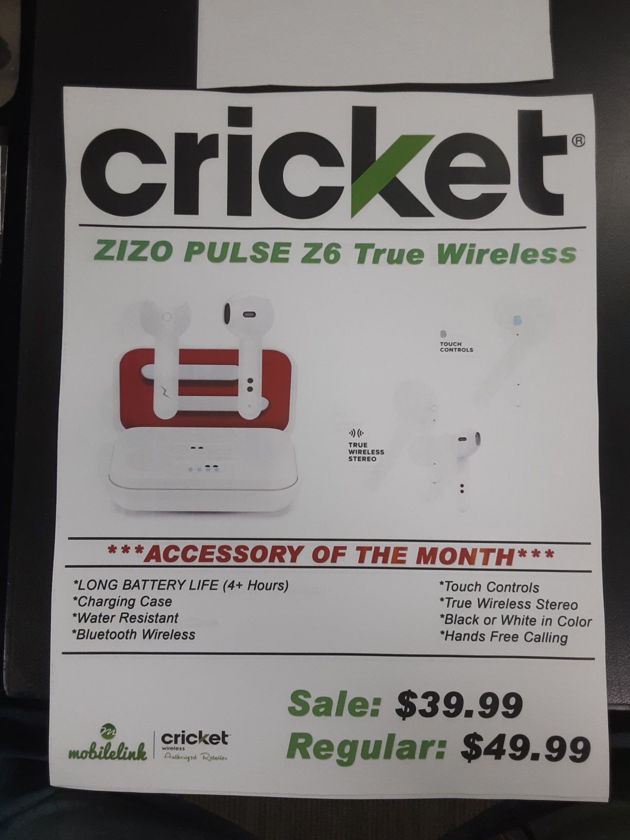 Zizo pulse true Wireless earbuds @1721 north Church st Burlington {contact info removed}