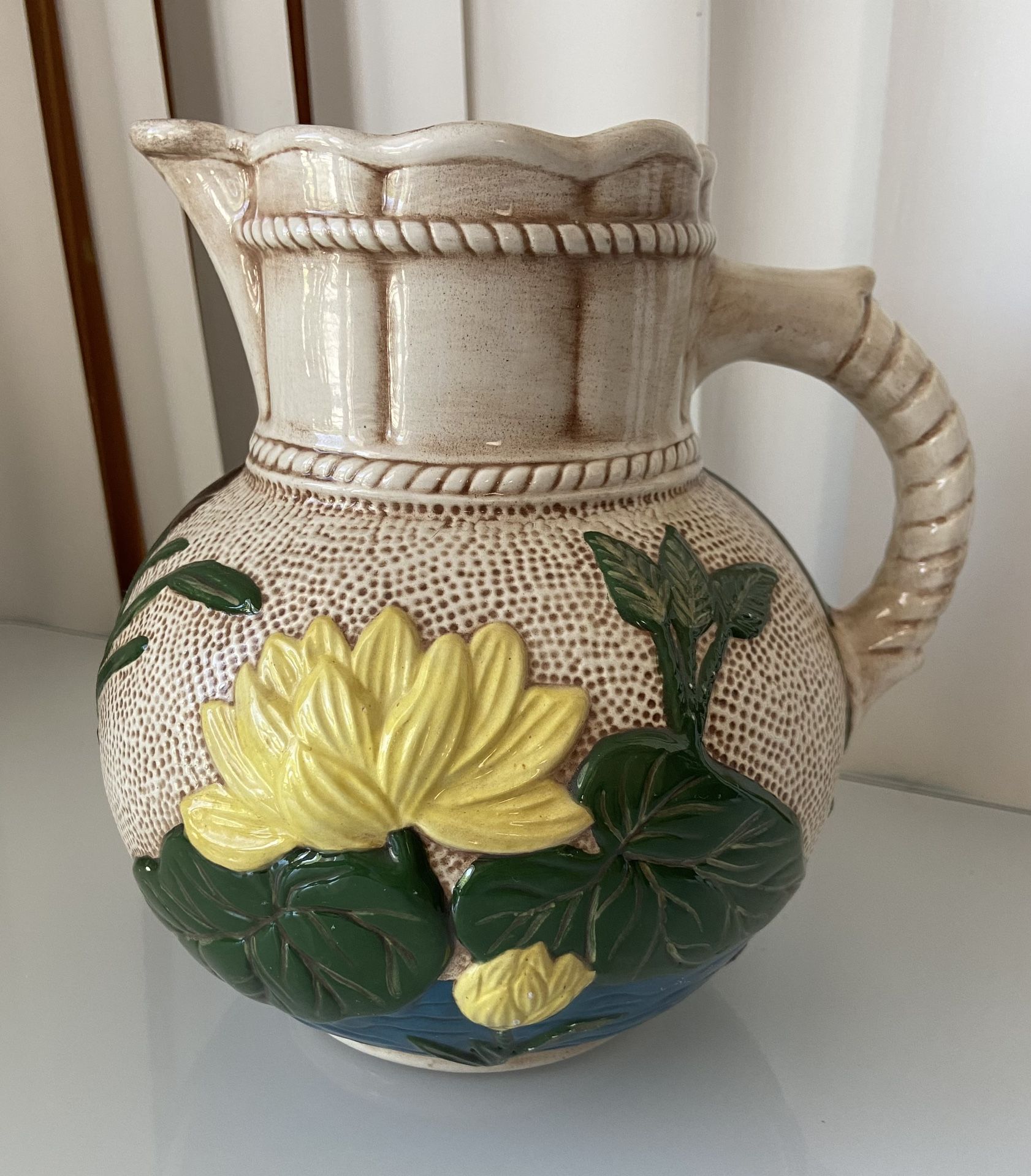 Majolica Samuel Lear Water Lily Pitcher 1880