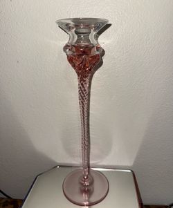 Pink glass candle holder