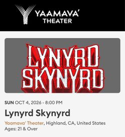 Lynyrd Skynyrd Tickets (2)
