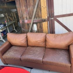 Worn Leather Couch