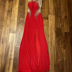 Bright red prom dress