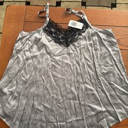 Grey stain lace spaghetti strap