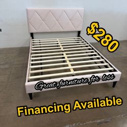 Full Size Bed Frame Pink Velvet Brand New