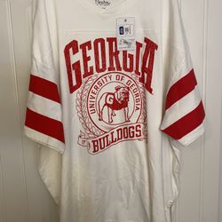 New With Tags Pressbox Georgia Bulldogs 100% Shirt, Women’s XL-2XL (28” Chest, 29” Length)