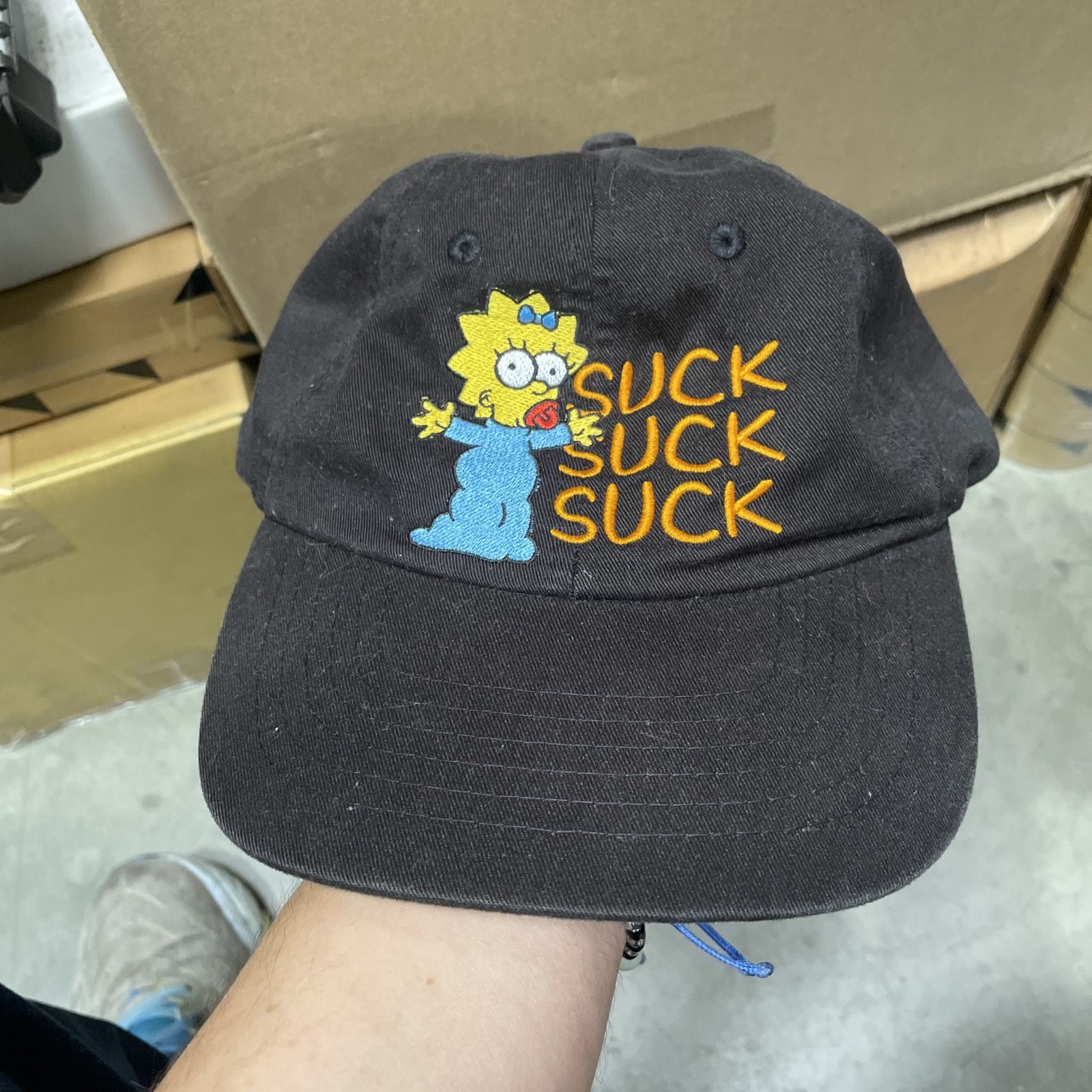 Vintage The Simpsons 2001 Maggie Simpson SUCK SUCK SUCK ADJUSTABLE STRAP HAT