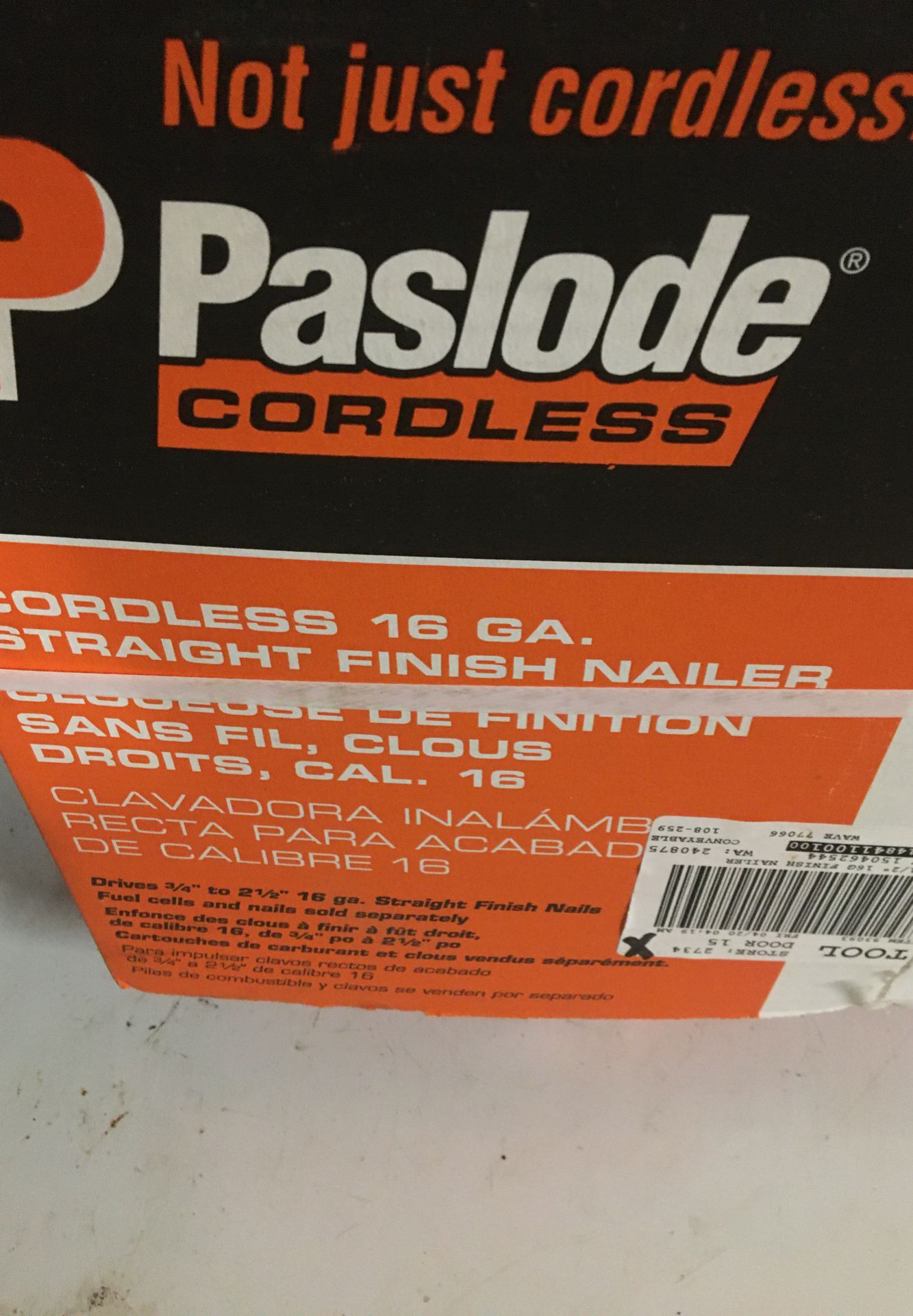 Pasload cordless 16 ga finish nailer