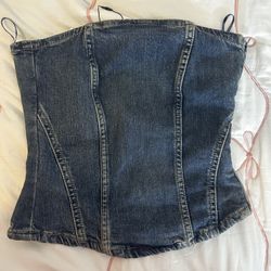 Zara dark blue denim top 