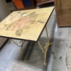 Floral Sidetable with Metal Legs