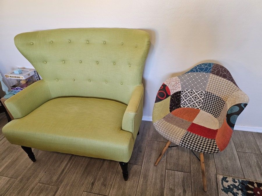 Loveseat, Designer Chair & Carpet 